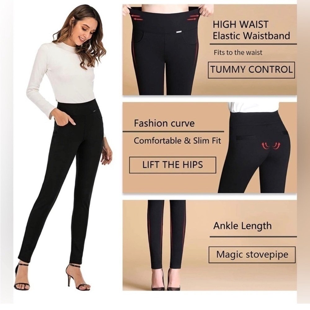 NWT Stretch comfy High Waist Black Slim Fit Pants size 16